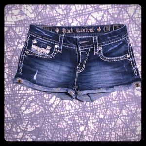 Rock revival distressed shorts